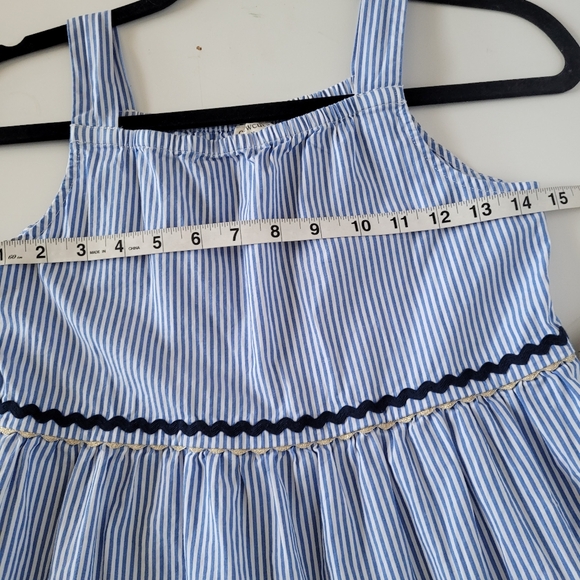 Crew Cuts Girls Summer Dress Size 10 Blue White Tier Cottagecore Preppy Nautical - Picture 10 of 10